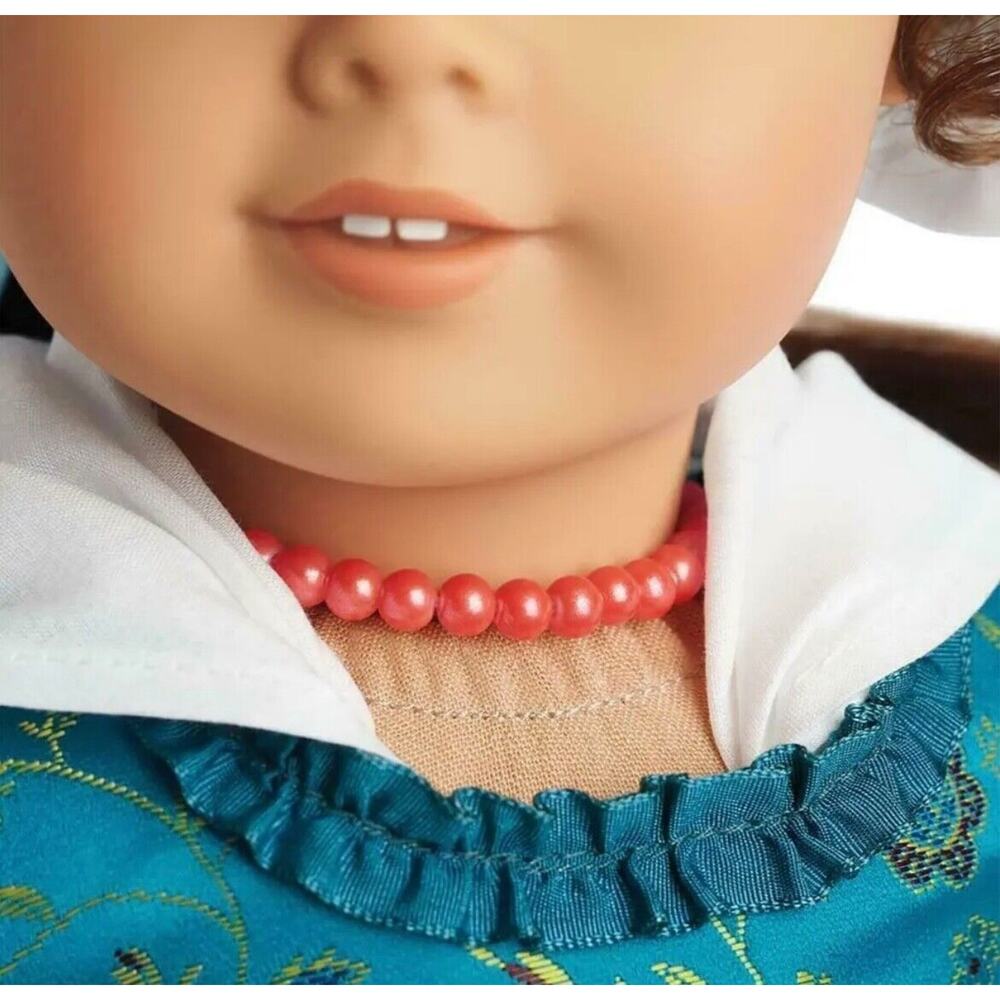 American Girl Felicity Meet Accessories Doll Straw Hat Necklace Fichu Bonnet New - Picture 8 of 9